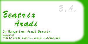 beatrix aradi business card